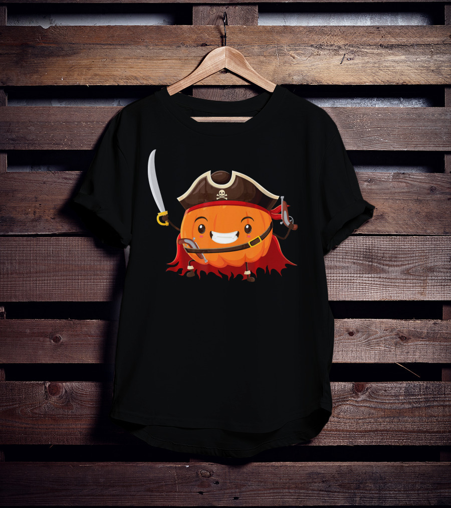 Pirate Pumpkin Halloween Costume Party With Sword And Pirate Hat T-Shirt