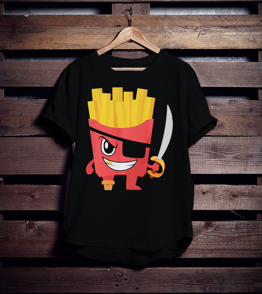 Pirate French Fry Box With Eyepatch And Sword T-Shirt