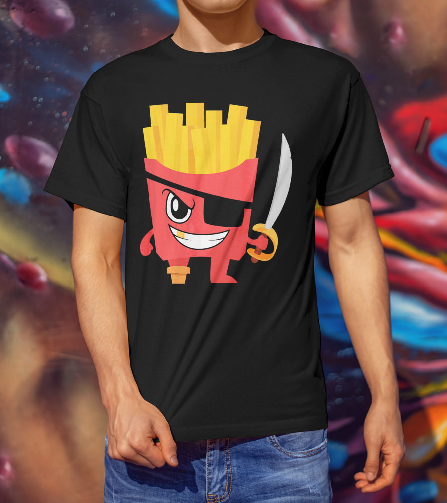 Pirate French Fry Box With Eyepatch And Sword T-Shirt