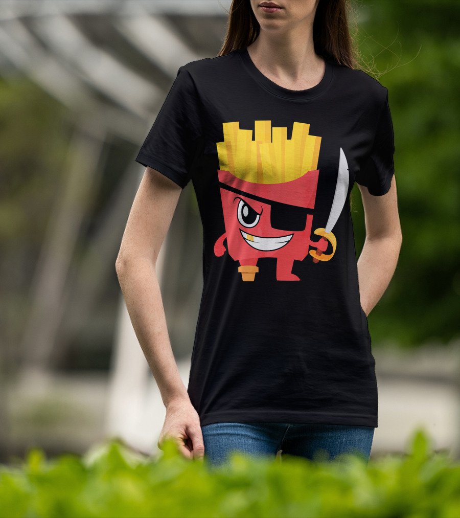 Pirate French Fry Box With Eyepatch And Sword T-Shirt
