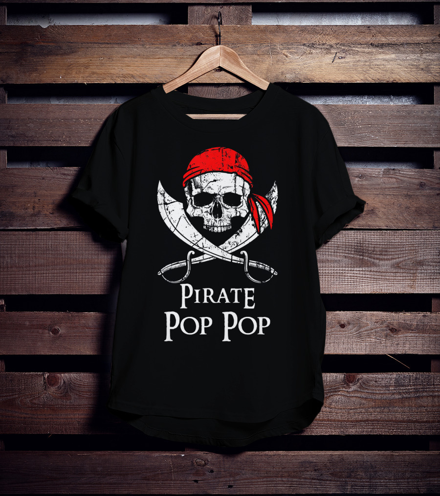 Pirate Pop Pop Skull And Crossed Swords Red Bandana T-Shirt