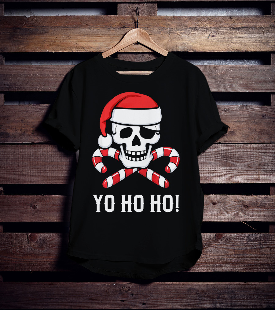 Yo Ho Ho Santa Pirate Skull Candy Canes T-Shirt
