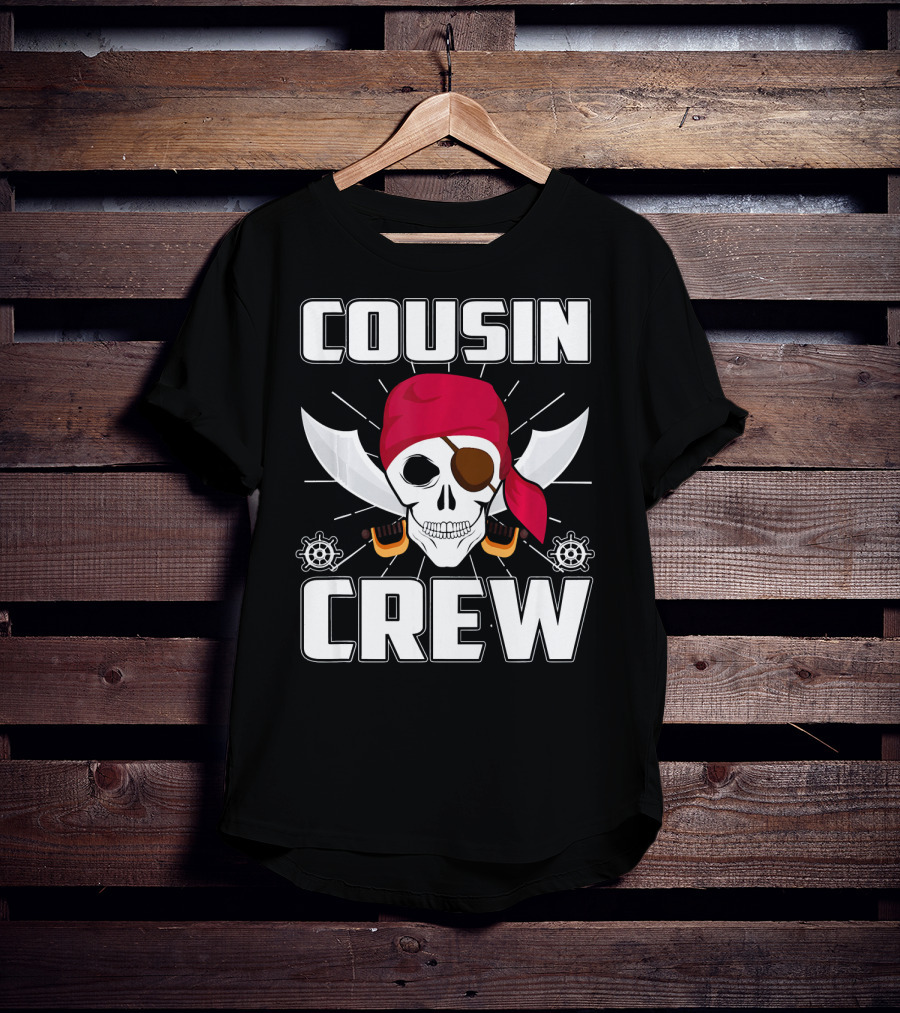 Cousin Crew Pirate Skull Bandana Eyepatch Swords Helmets T-Shirt