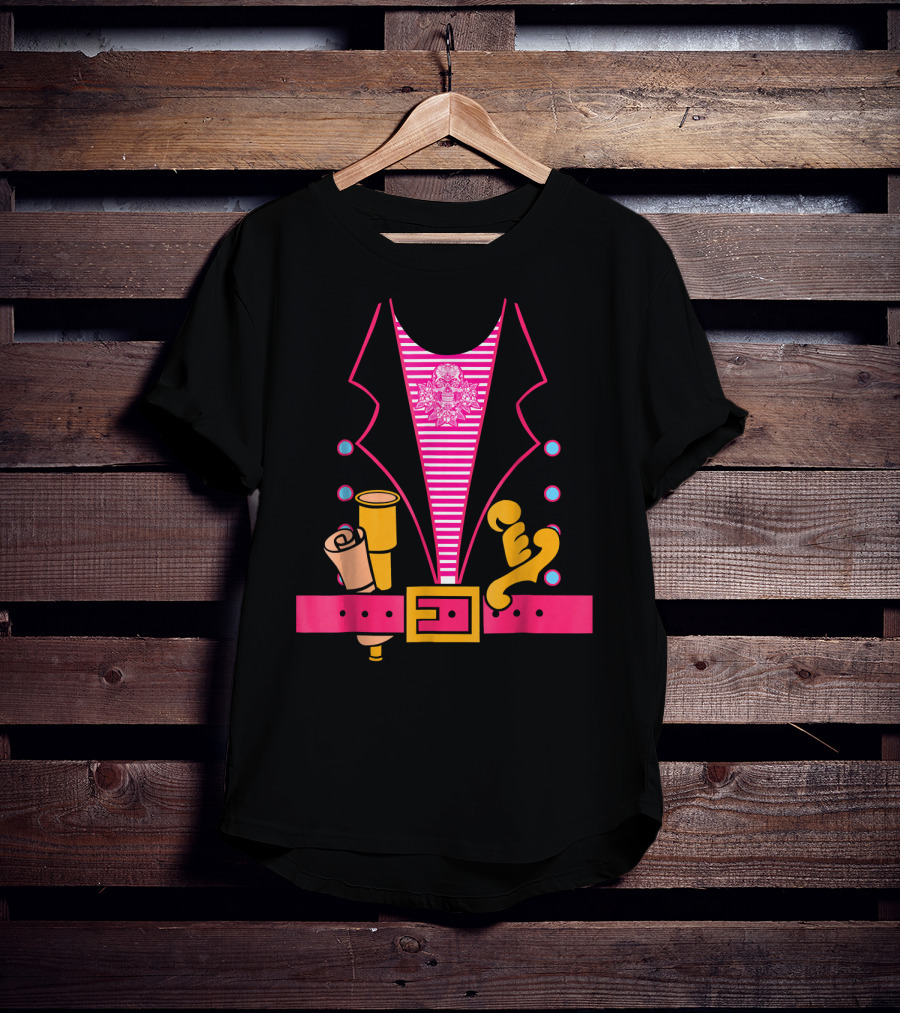 Ladies Pirate Costume Stripes Skulls Sash Spyglass Sword Belt T-Shirt