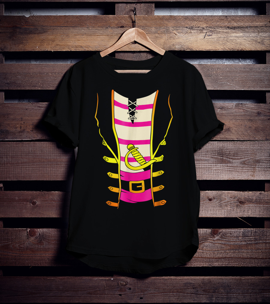 Pirate Costume Striped Shirt With Sword And Belt T-Shirt