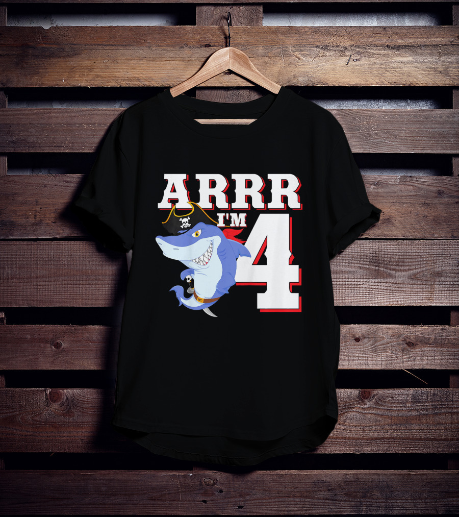 ARRR I'm 4 Kids Pirate Shark Birthday T-Shirt