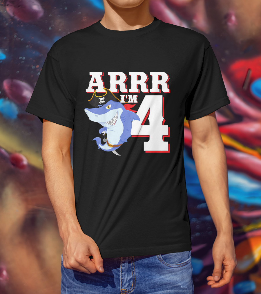 ARRR I'm 4 Kids Pirate Shark Birthday T-Shirt