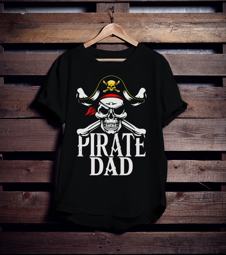 Pirate Dad Skull And Crossbones Funny Lon T-Shirt