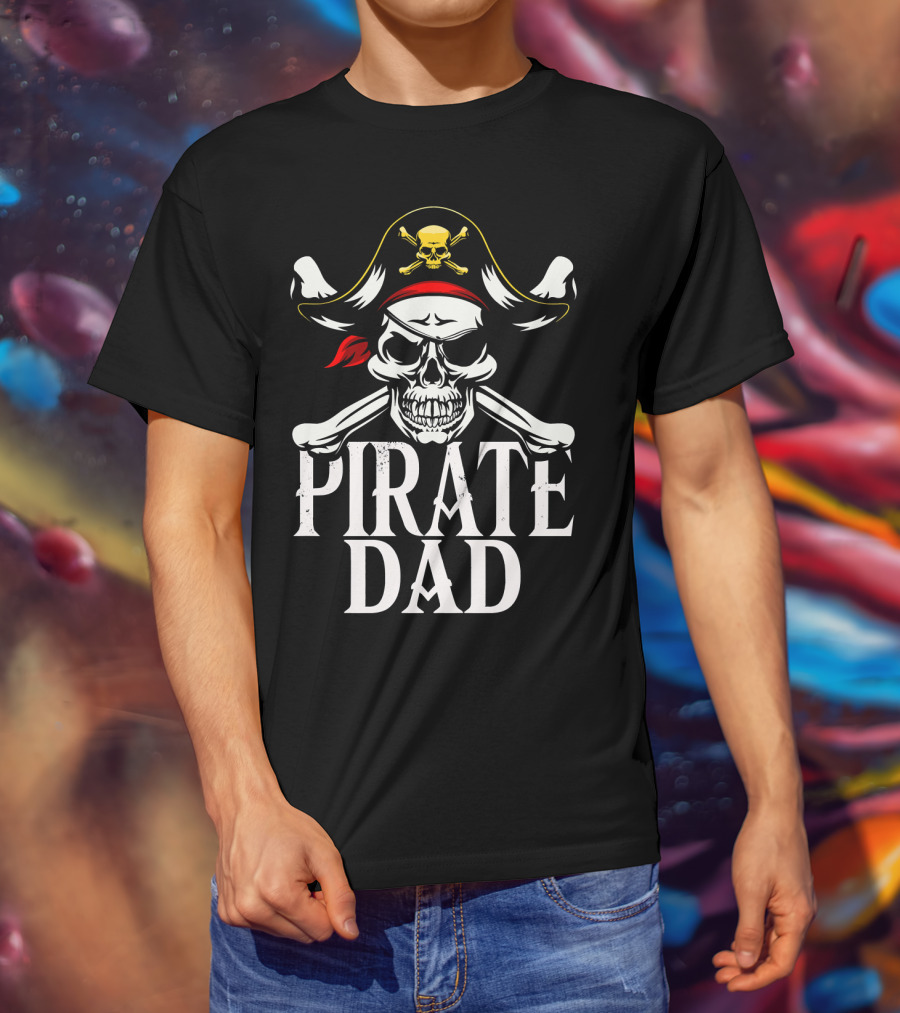 Pirate Dad Skull And Crossbones Funny Lon T-Shirt