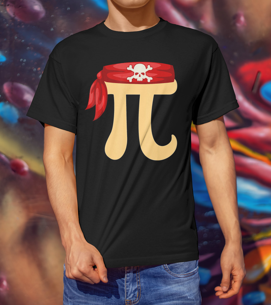 Pirate Pi Skull Crossbones Halloween Costume Math Pie T-Shirt