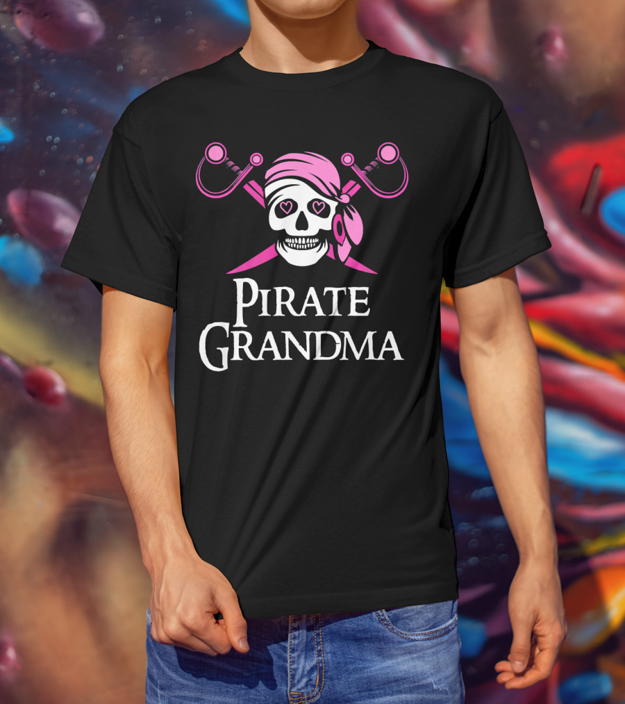 Pirate Grandma Pink Skull And Crossbones T-Shirt