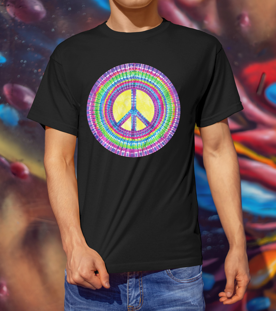 Tie Dye Peace Sign Tye Die Cool Psychedelic Rainbow T-Shirt