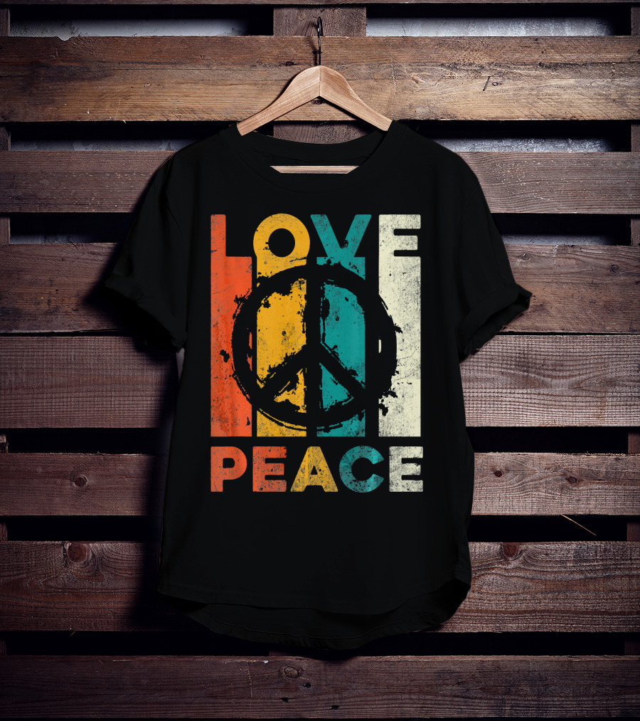 Love Peace Retro 60s 70s Vibe With Tie Dye Peace Sign T-Shirt
