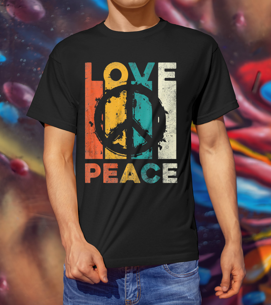 Love Peace Retro 60s 70s Vibe With Tie Dye Peace Sign T-Shirt