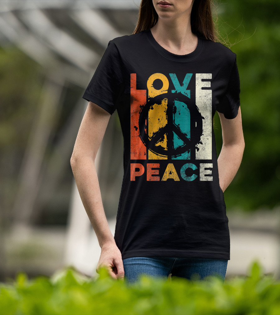 Love Peace Retro 60s 70s Vibe With Tie Dye Peace Sign T-Shirt