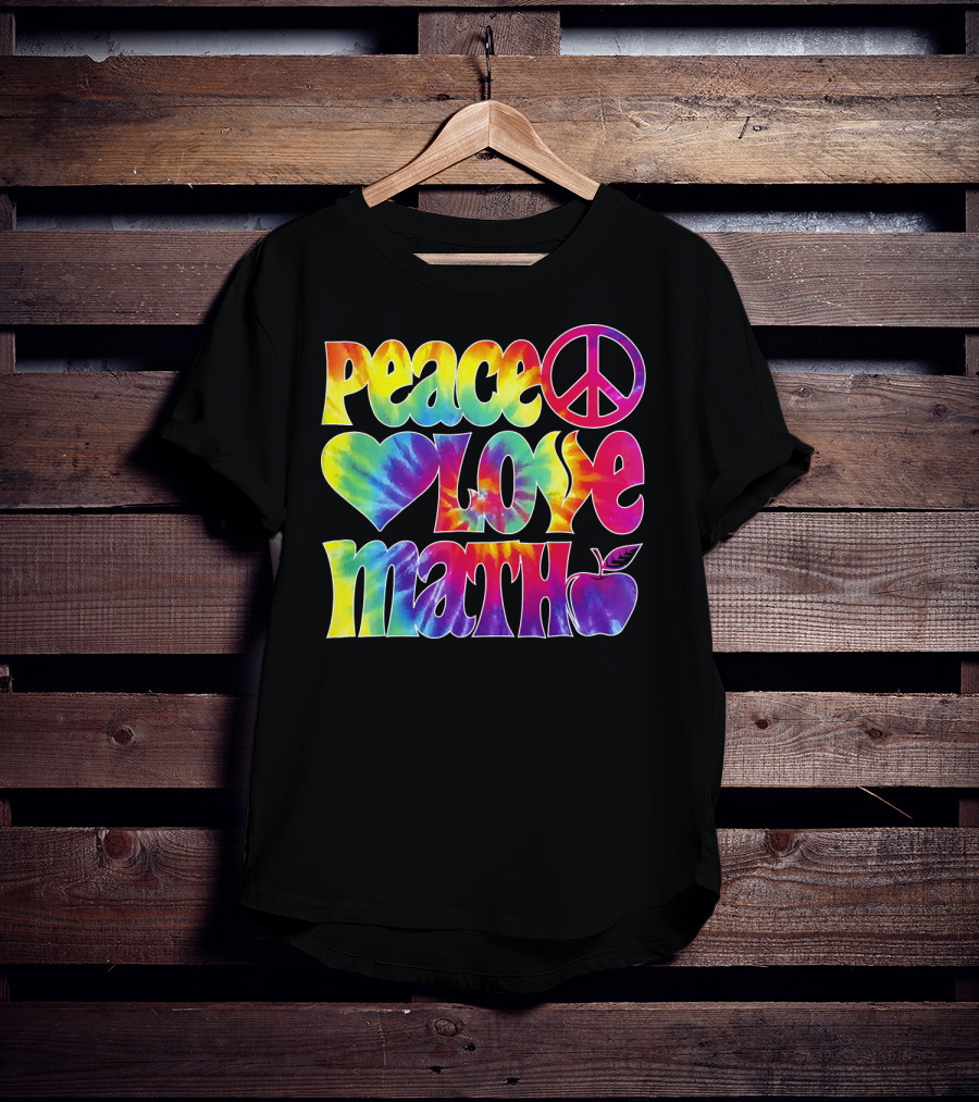 Peace Love Math Teacher Tie-Dye Symbols T-Shirt