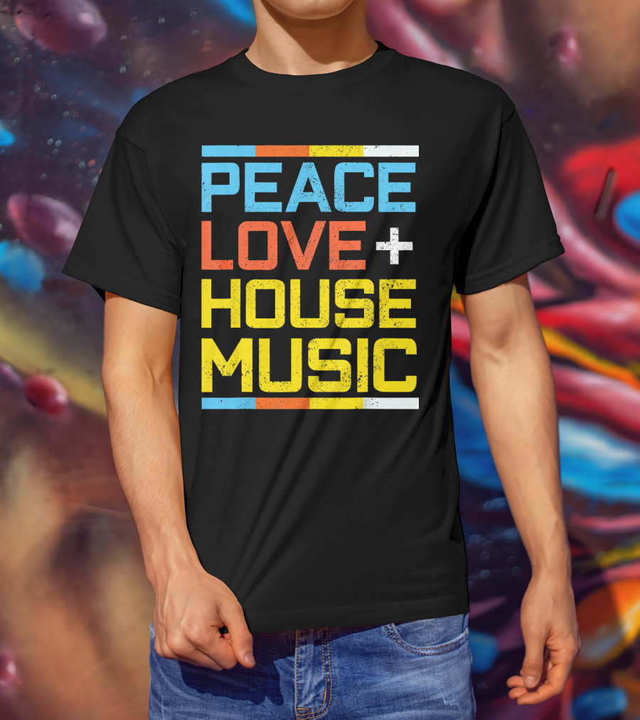 Peace Love House Music Vintage Retro T-Shirt