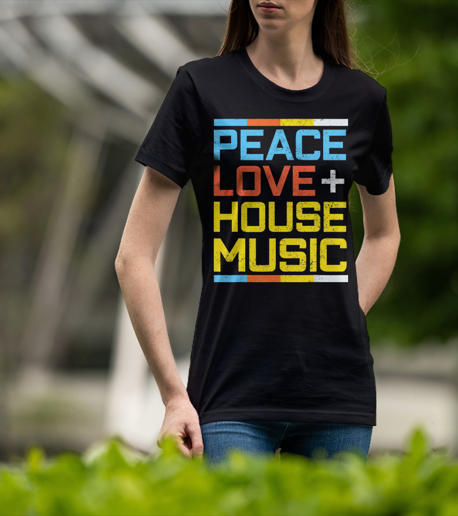 Peace Love House Music Vintage Retro T-Shirt