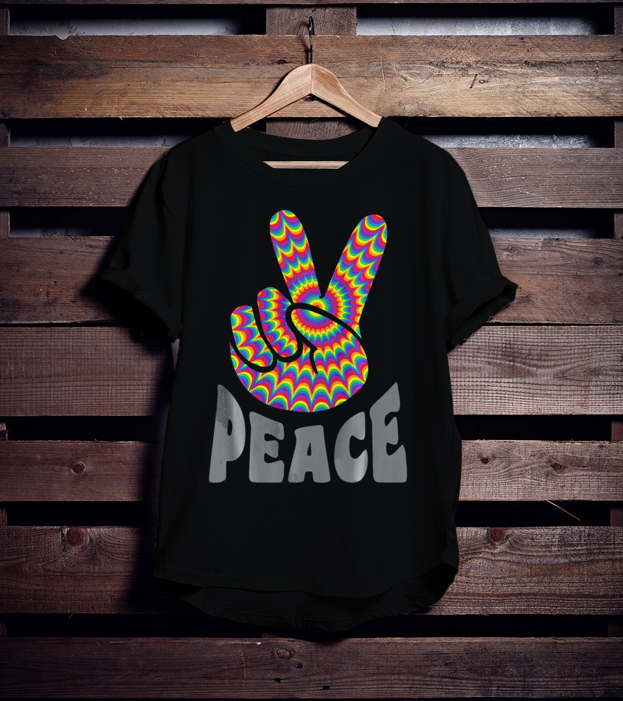 Peace Sign V Hand Groovy Tie Dye T-Shirt