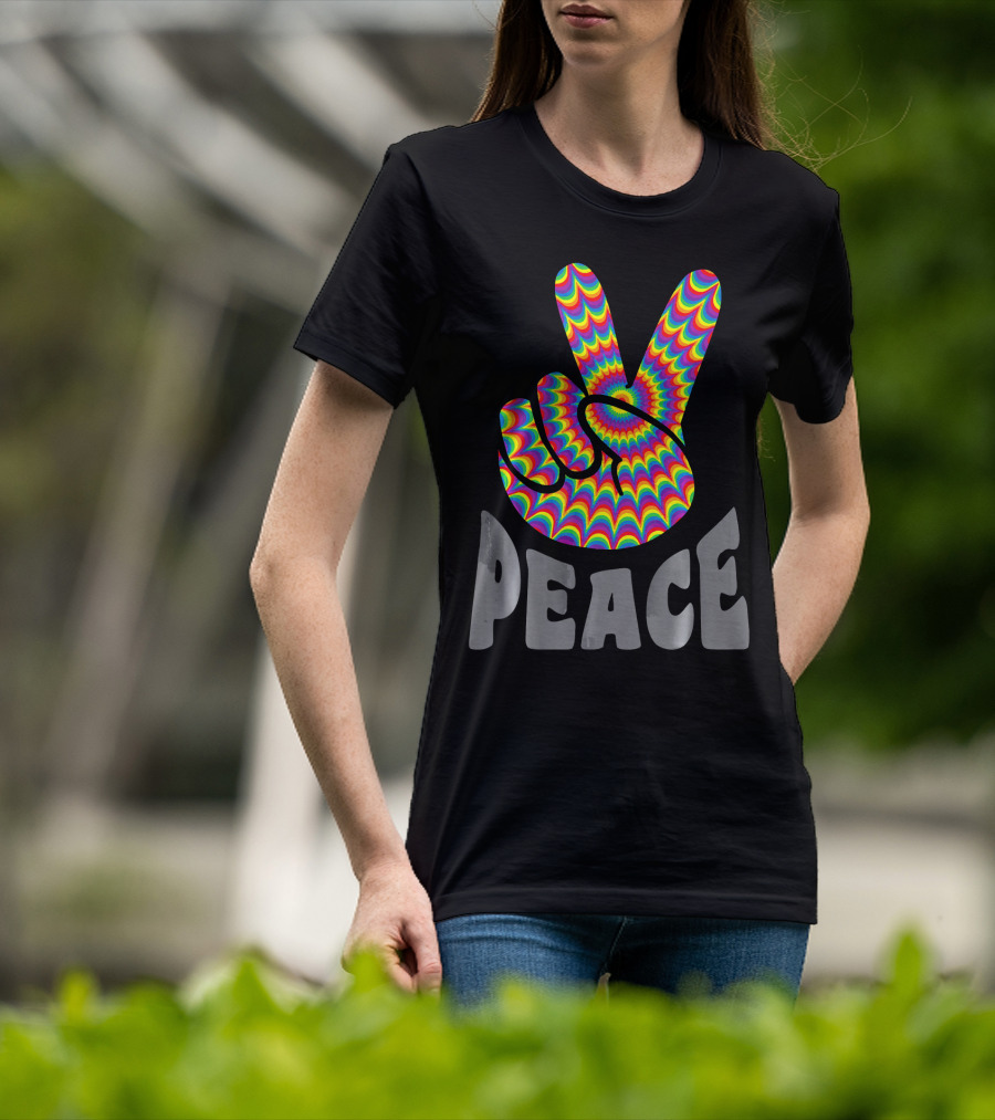 Peace Sign V Hand Groovy Tie Dye T-Shirt