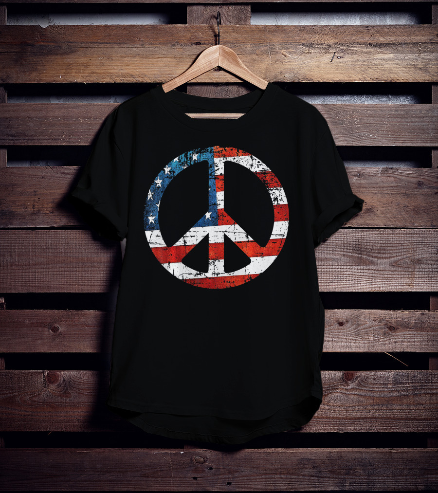 Peace Sign American Flag USA Peac T-Shirt