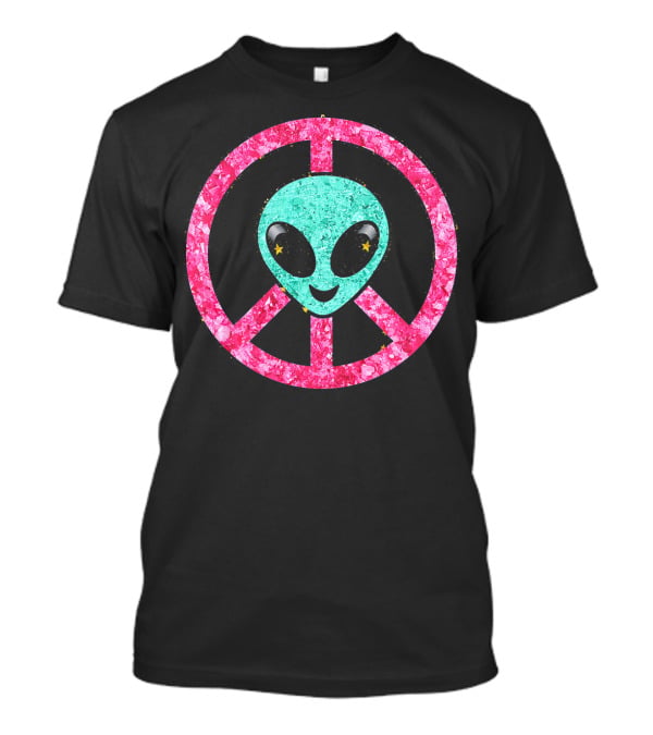 Vintage Aqua Alien Hippie Peace Emoji T-Shirt