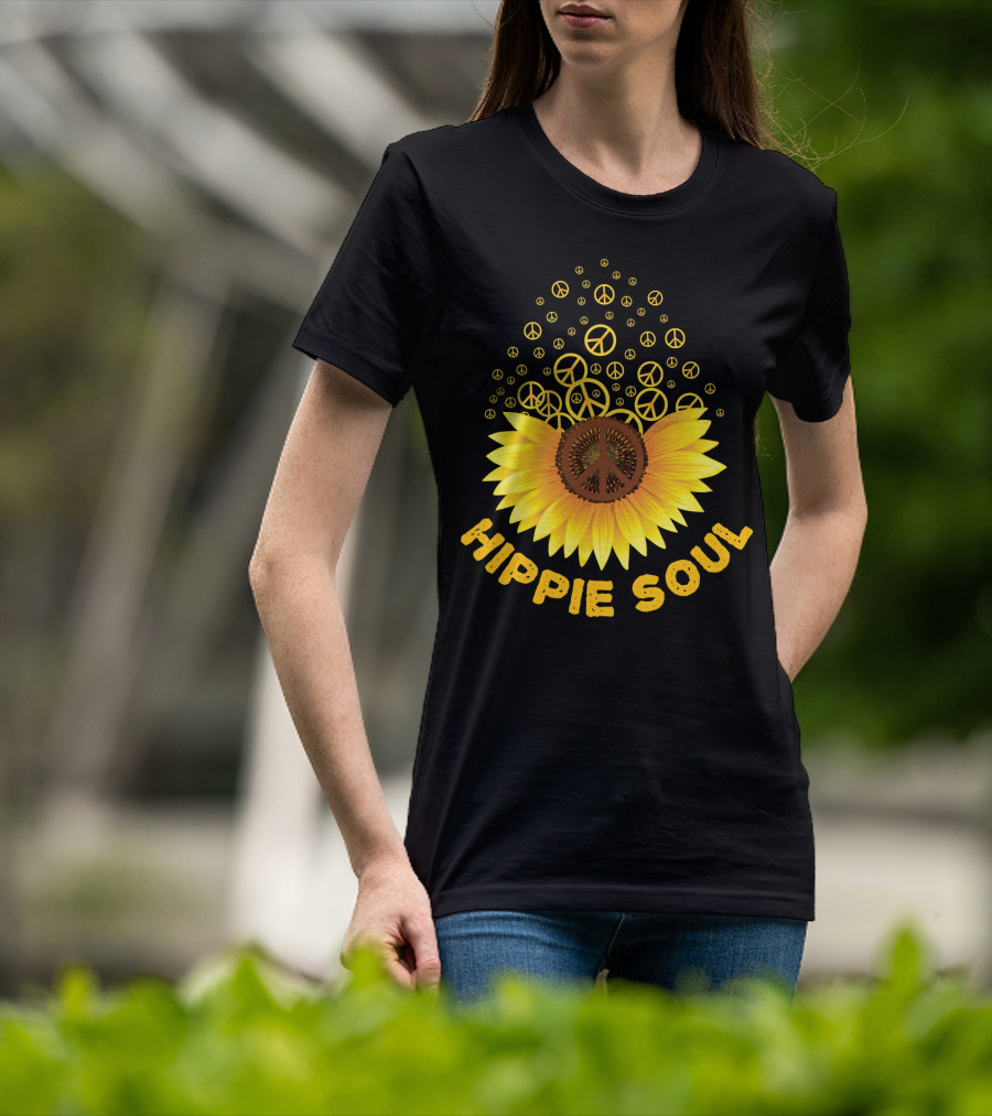 Hippie Soul Sunflower Peace Signs T-Shirt