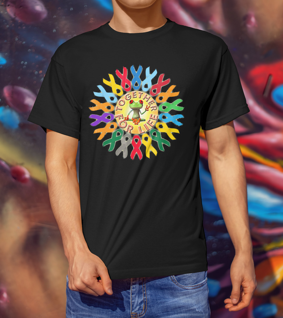 Together For Life Peace Frogs Ribbon Frogs T-Shirt