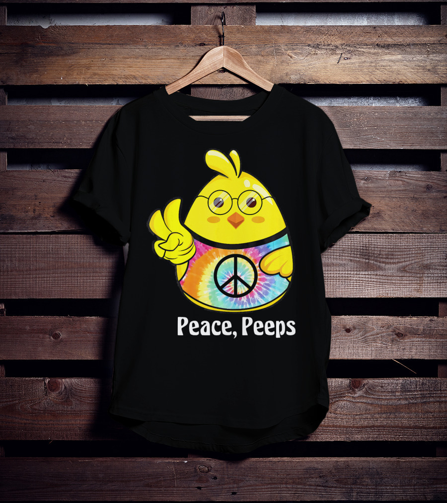 Peace Peeps Easter Tie Dye Chick With Glasses And Peace Sign T-Shirt
