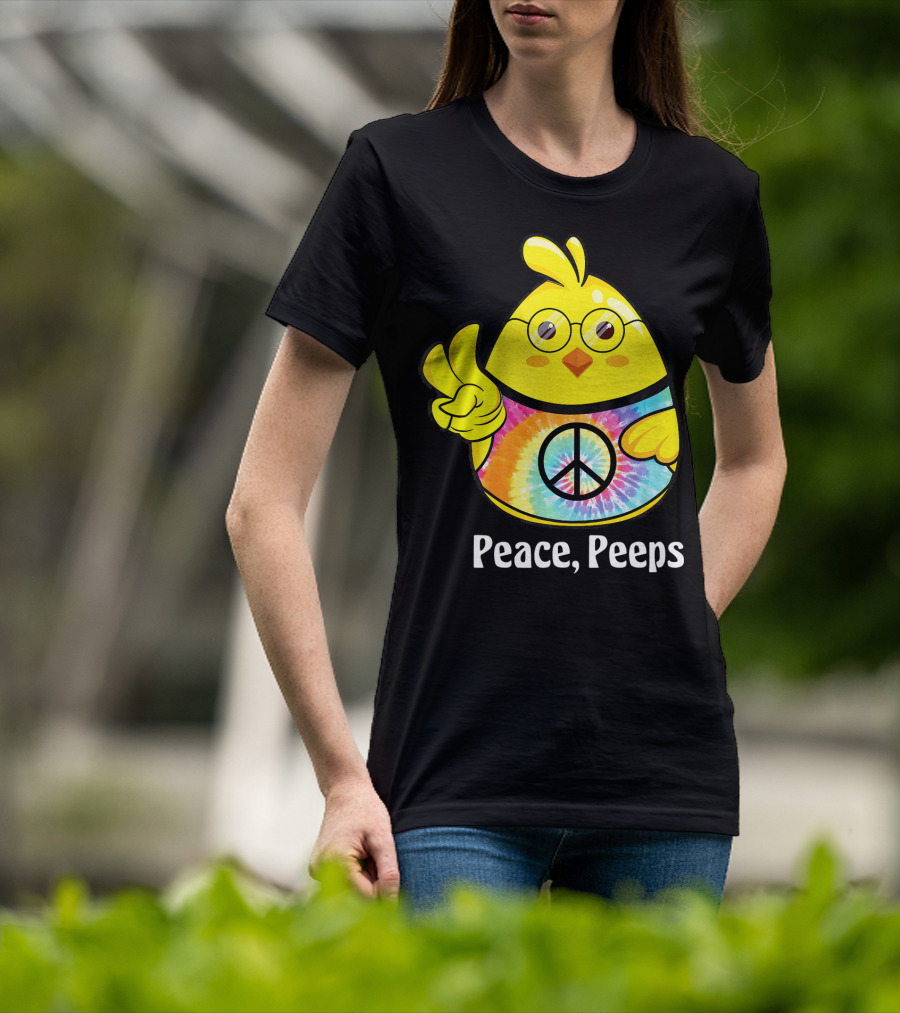Peace Peeps Easter Tie Dye Chick With Glasses And Peace Sign T-Shirt