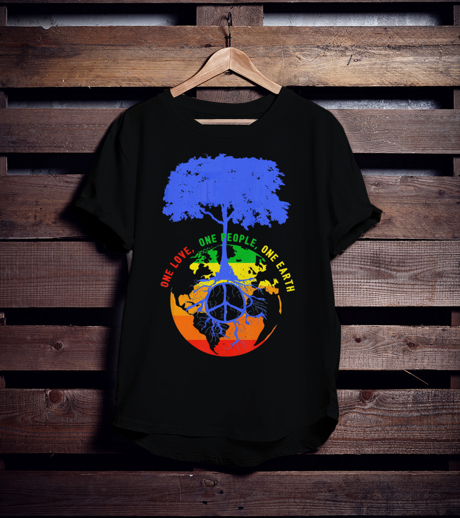 One Love One People One Earth Peace Tree Earth Day T-Shirt