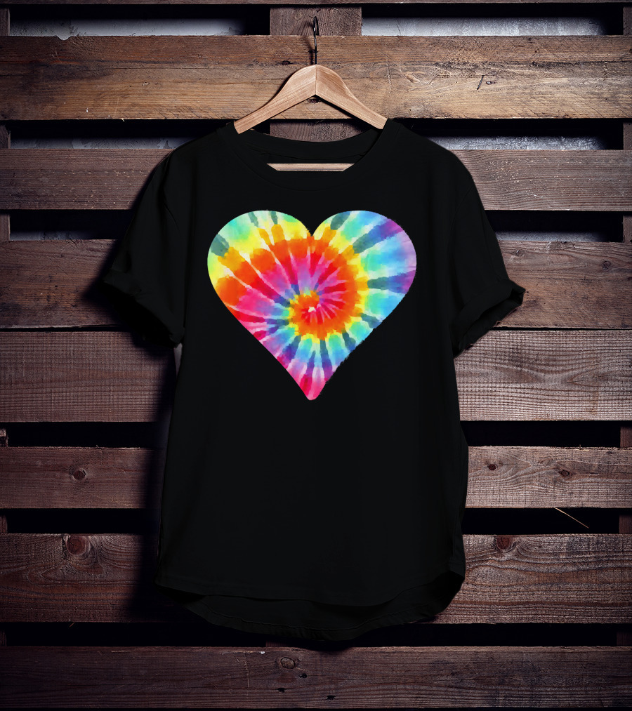 Tie Dye Hippie Heart Peace Spiral Rainbow Heart T-Shirt
