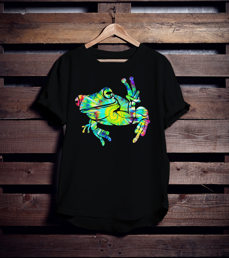 Cool Tie Dye Peace Frog Psychedelic Vibes T-Shirt