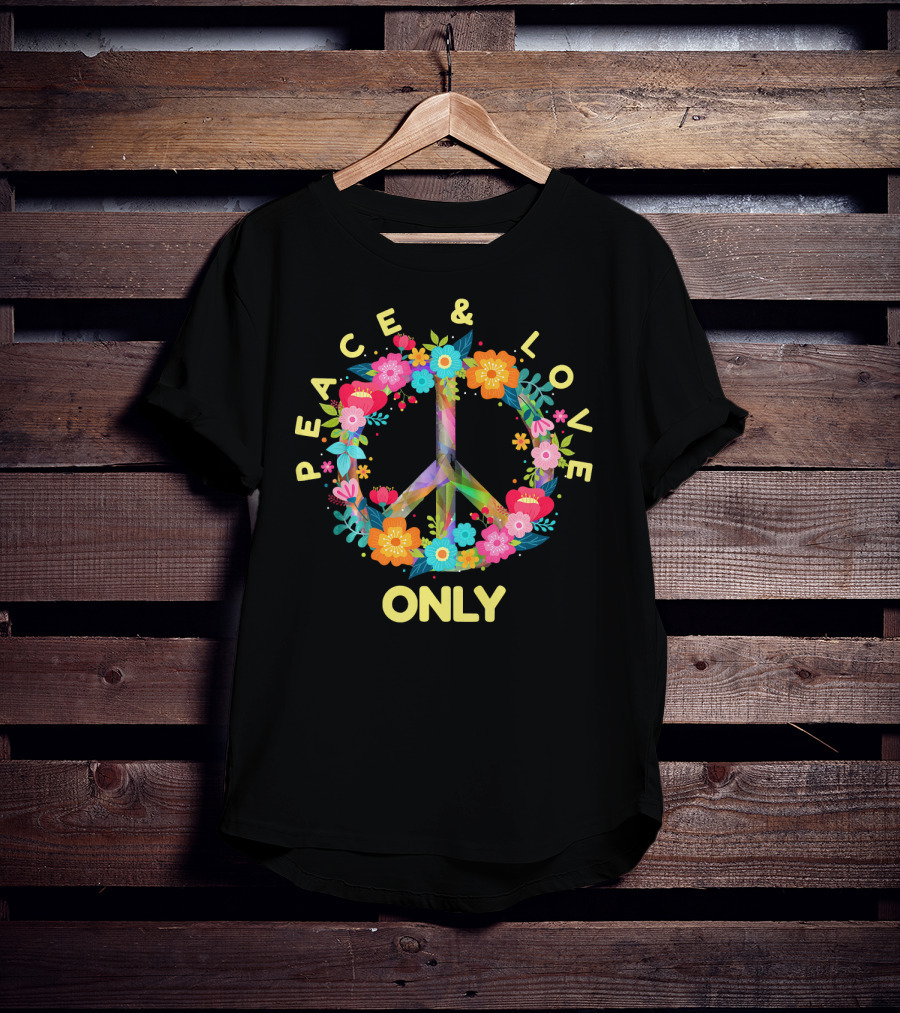 Peace And Love Only Hippie Tie Dye Costume Floral Peace T-Shirt