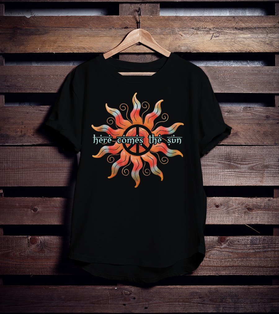 Here Comes The Sun Peace Symbol Sunburst T-Shirt