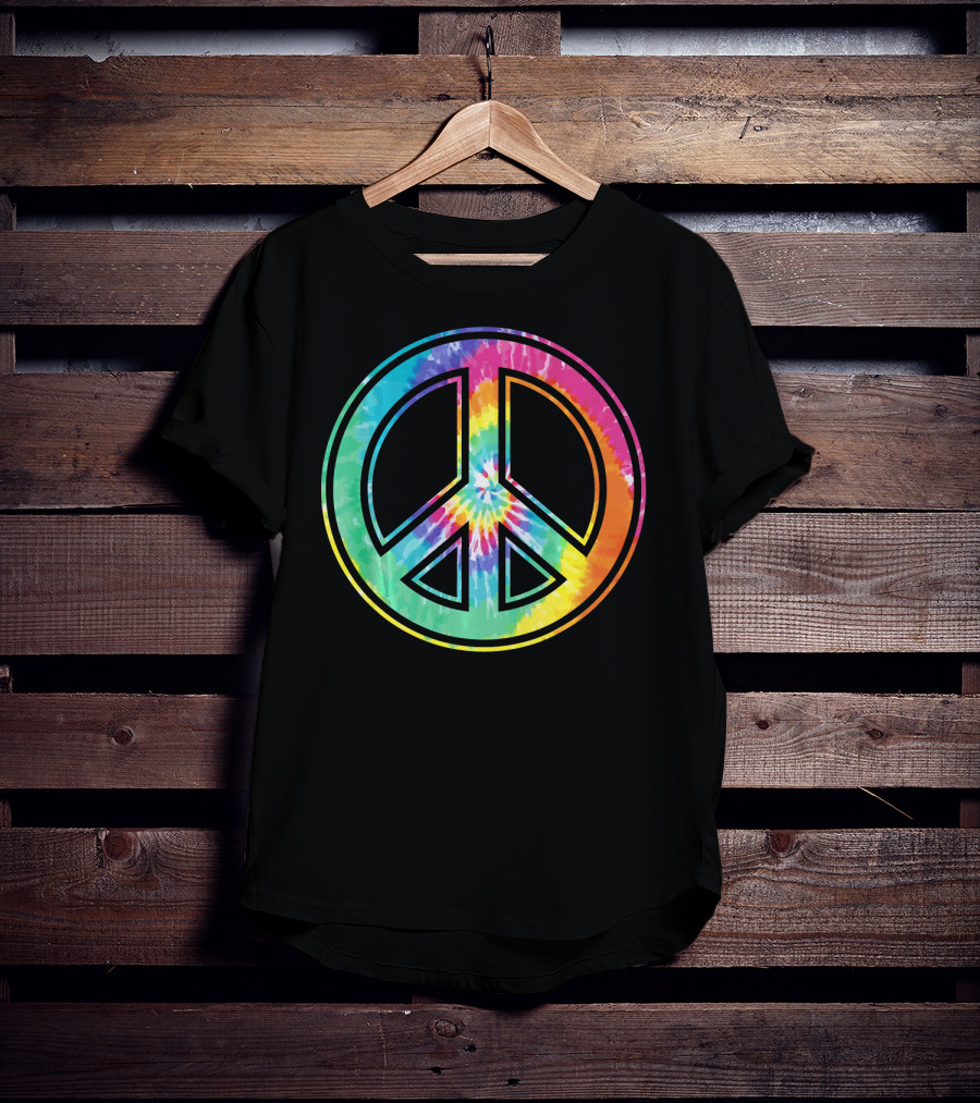Tie Dye Peace Sign Rainbow Colors T-Shirt