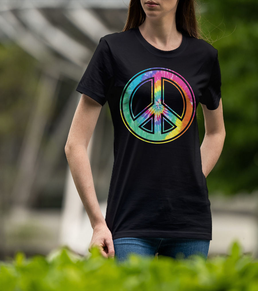 Tie Dye Peace Sign Rainbow Colors T-Shirt