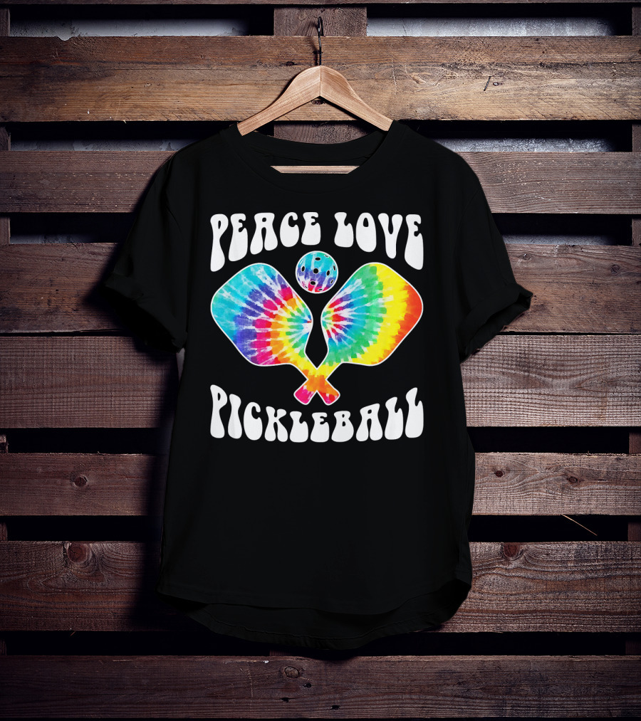 Peace Love Pickleball Vintage Tie Dye Paddles T-Shirt