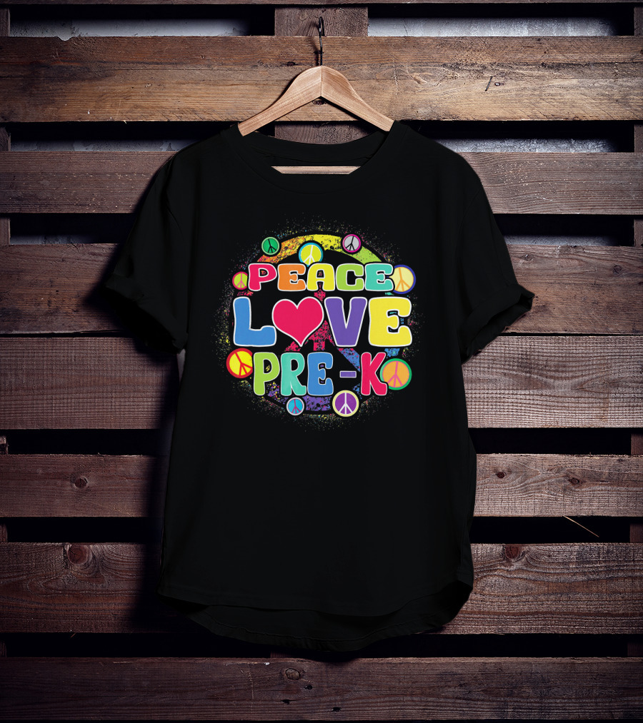 Peace Love Pre-K Rainbow Peace Signs T-Shirt