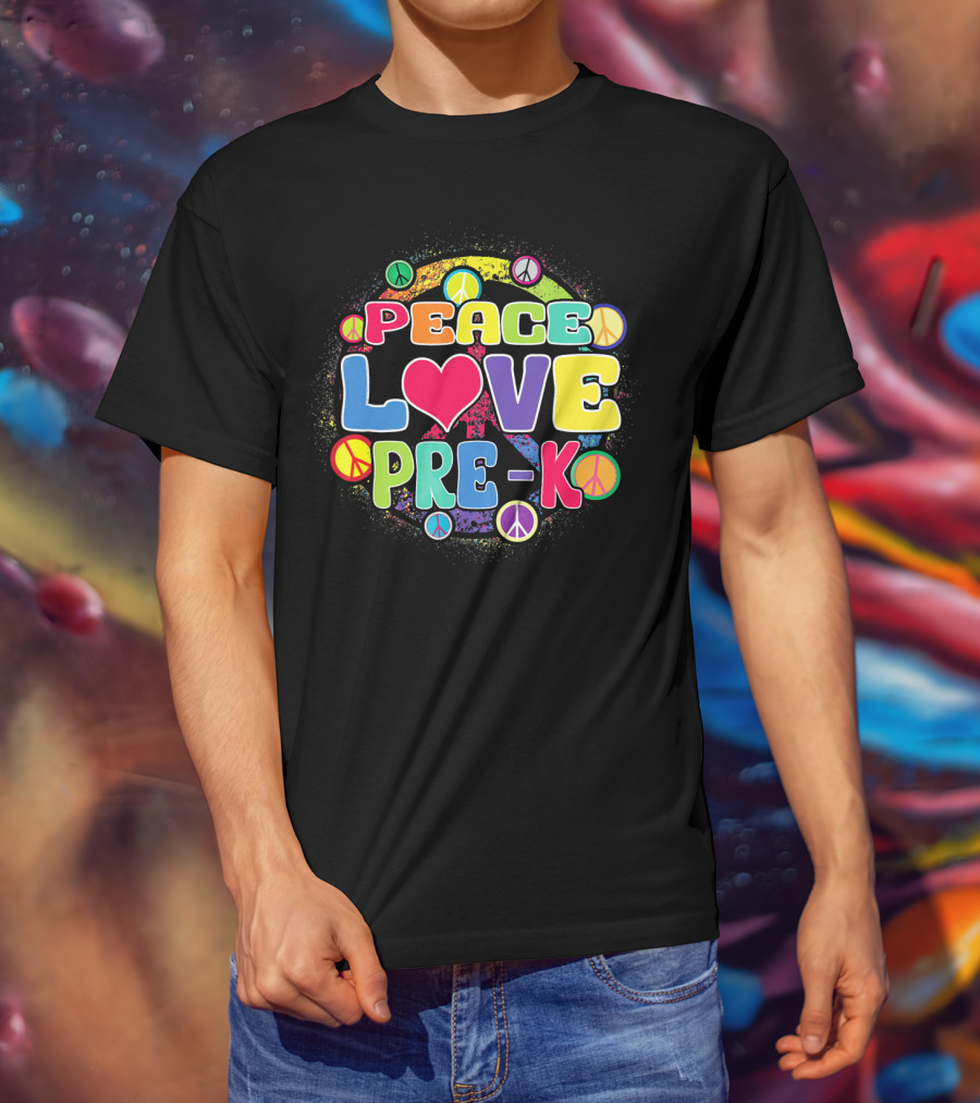 Peace Love Pre-K Rainbow Peace Signs T-Shirt