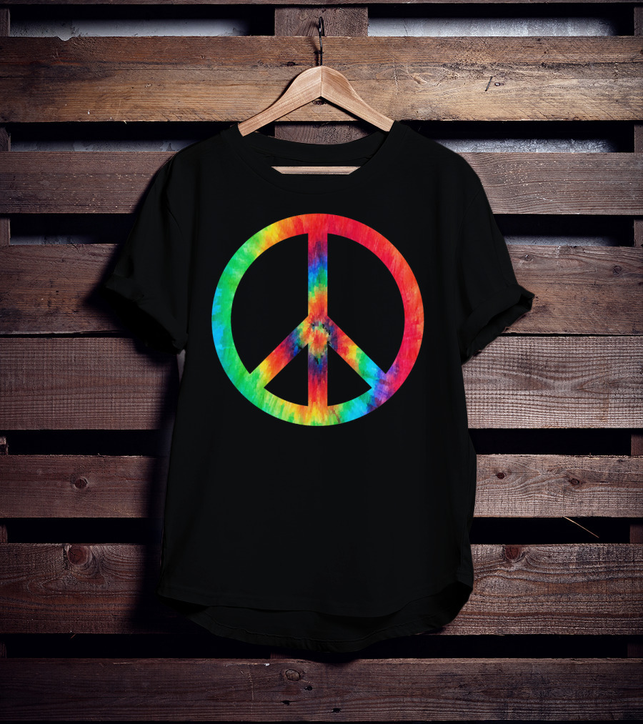 70s Hippie Tie Dye Peace Symbol Men T-Shirt