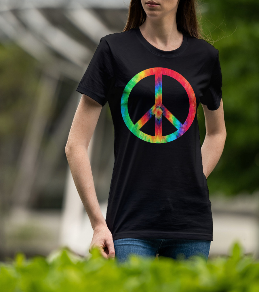 70s Hippie Tie Dye Peace Symbol Men T-Shirt