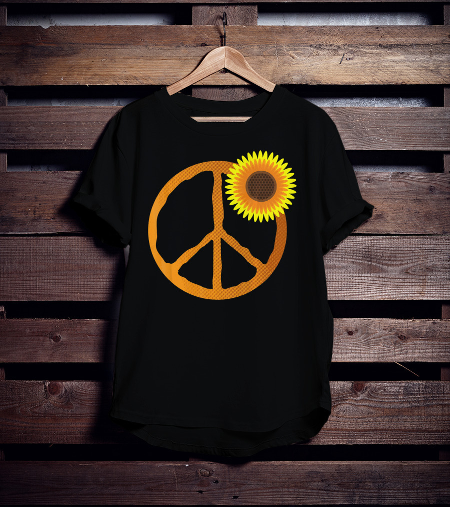 Sunflower Peace Sign Hippie Groov Flower T-Shirt