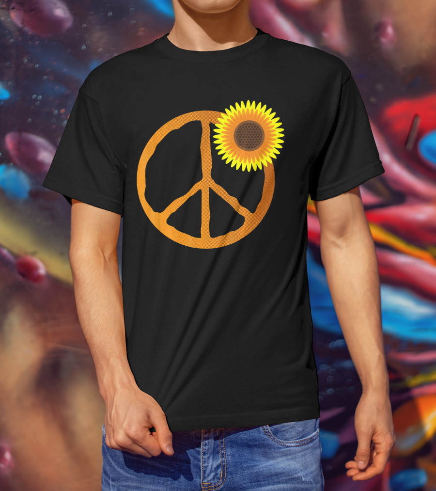 Sunflower Peace Sign Hippie Groov Flower T-Shirt