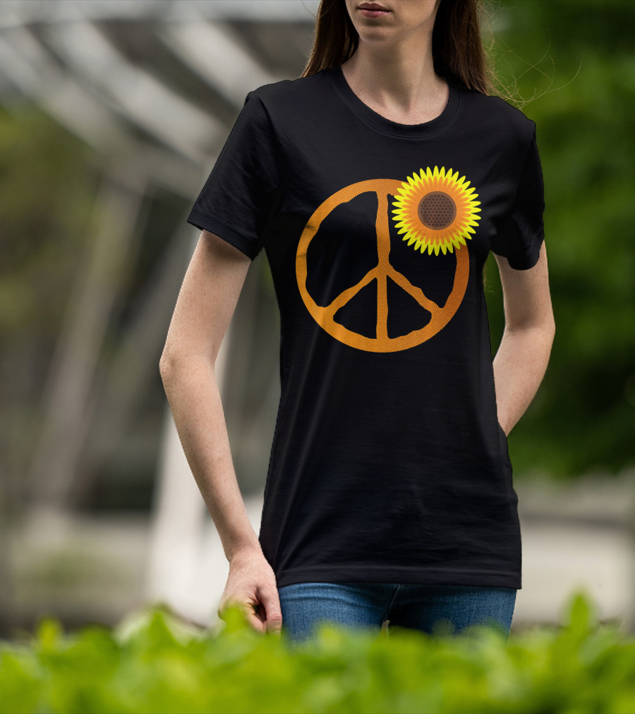 Sunflower Peace Sign Hippie Groov Flower T-Shirt