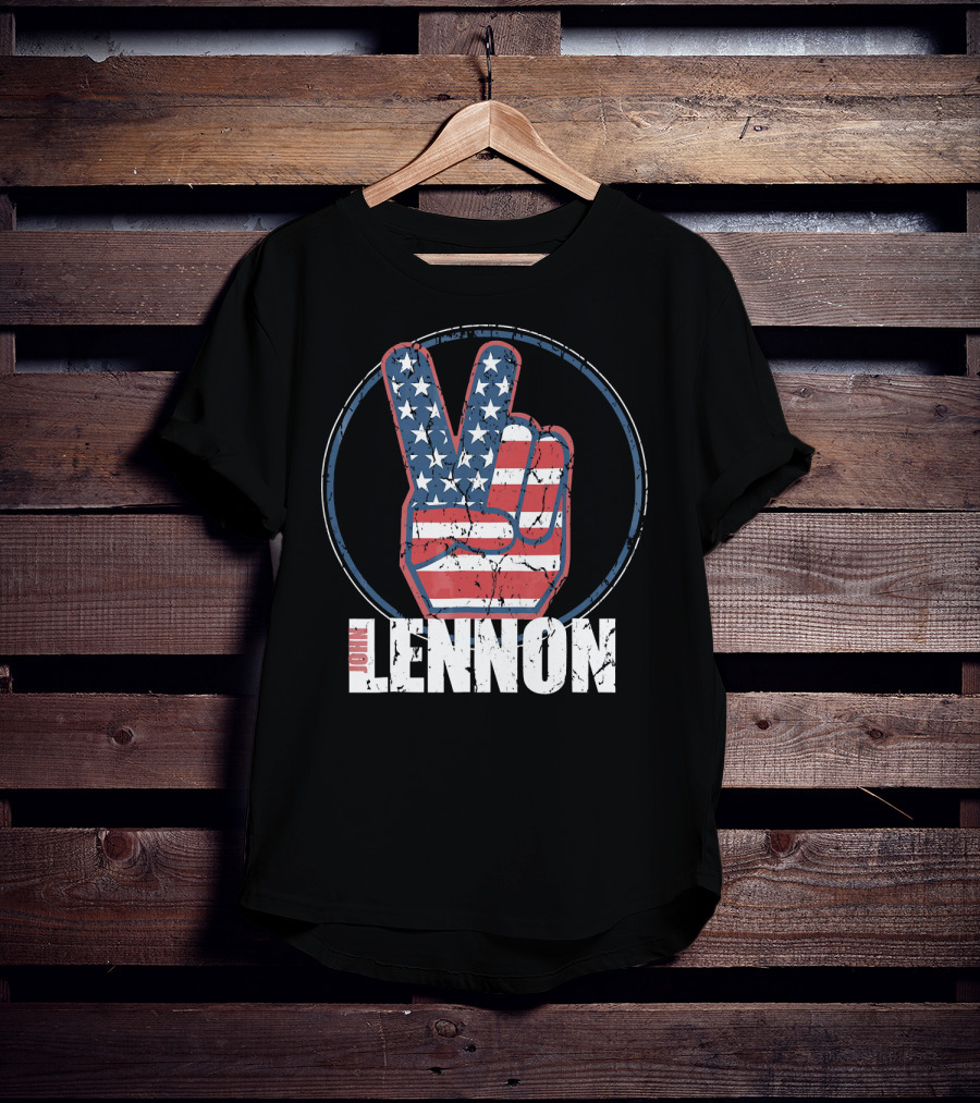 John Lennon Red White Blue Peace American Flag Victory T-Shirt