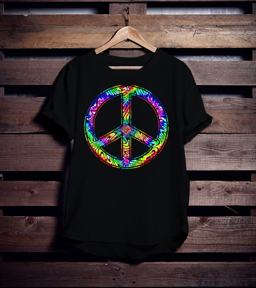 Peace Sign Tie Dye 60s 70s Hippie Rainbow Retro T-Shirt