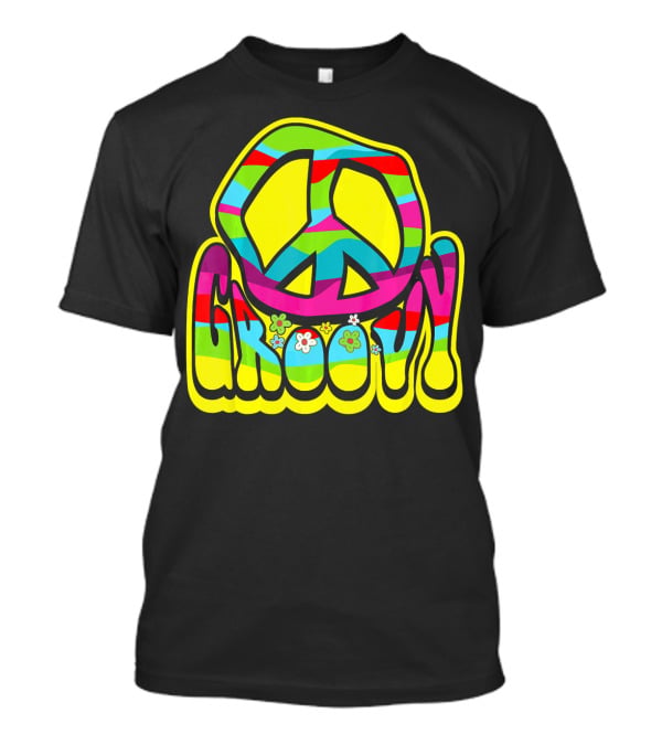Groovy Colorful Peace Sign 60s 70s Hippie Vibes T-Shirt