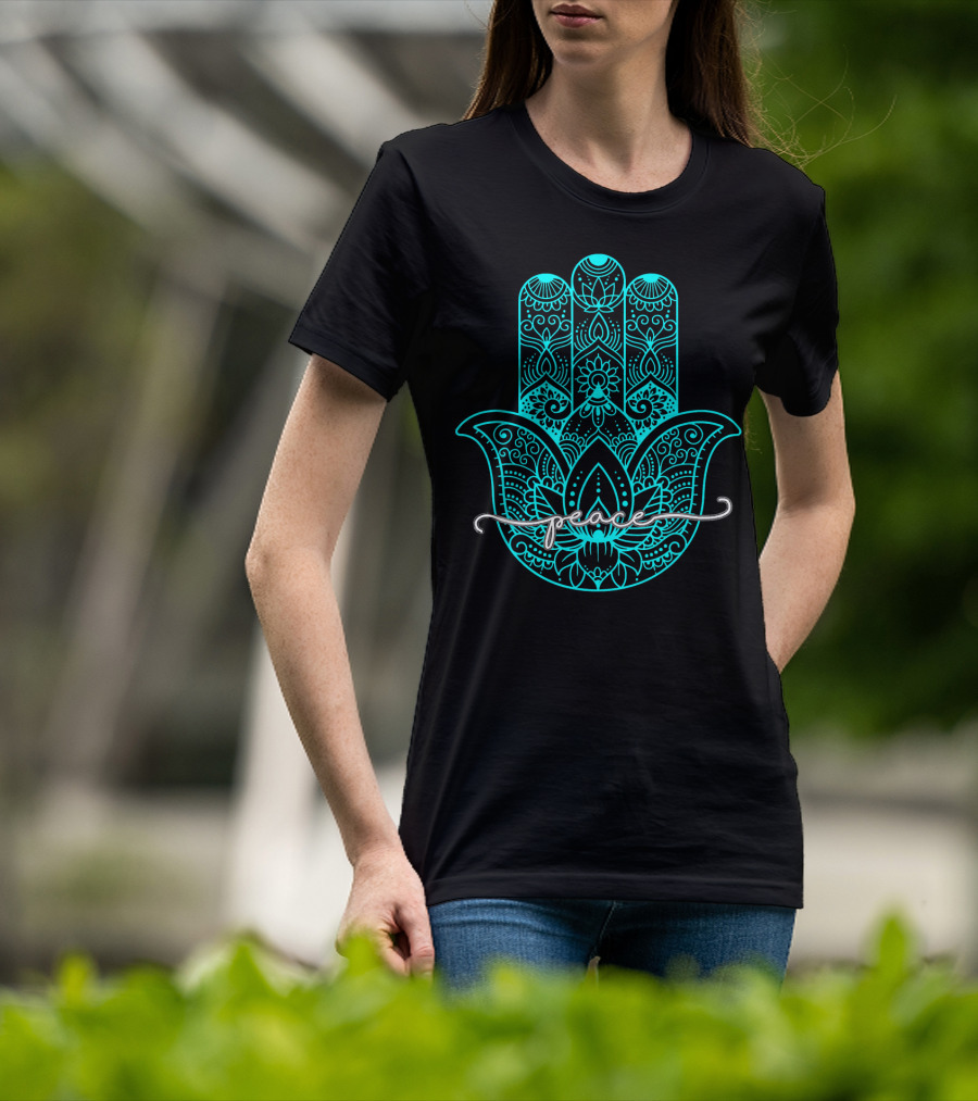 Peace Hamsa Mandala Yoga Gym T-Shirt