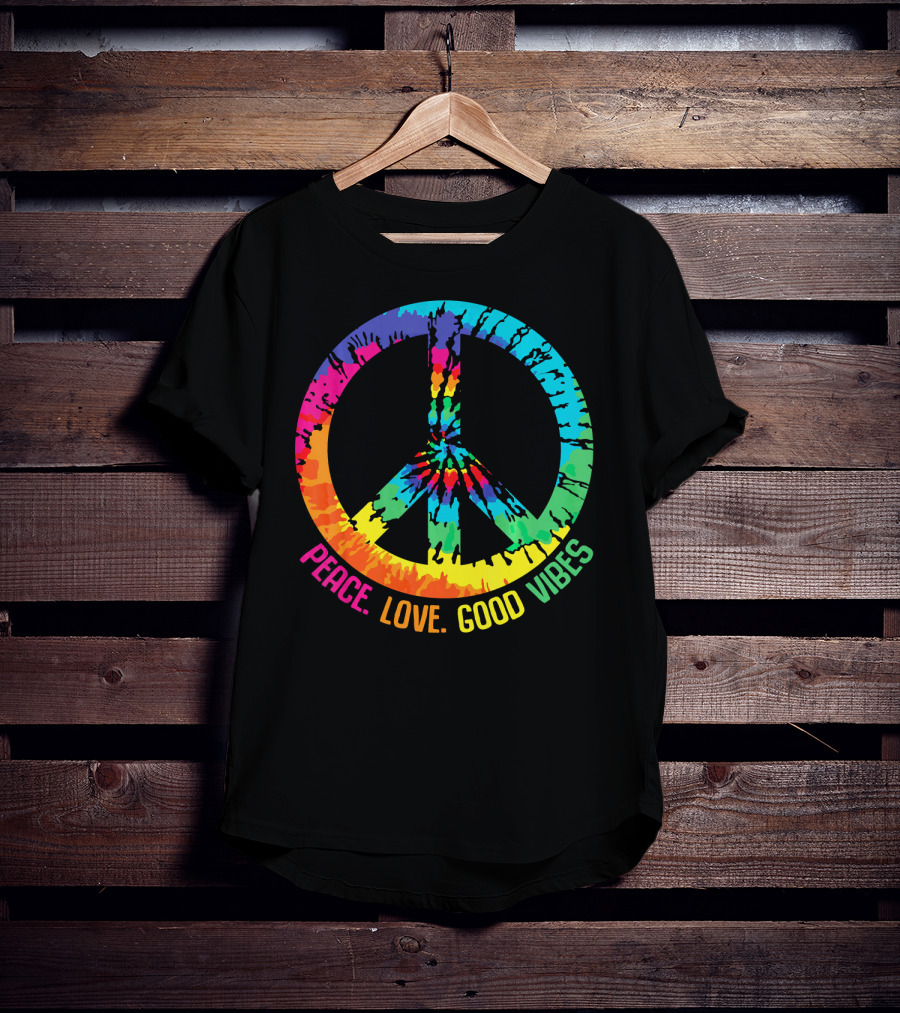 Tie Dye Peace Sign Love Good Vibes T-Shirt